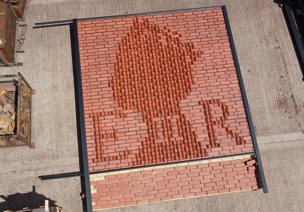 Ketley tribute to Elizabeth II viewed from above at Dreadnought Works